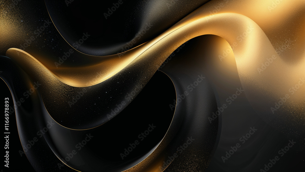 Elegant Golden Waves on Textured Black Backdrop, a Luxurious Abstract Art Piece with Smooth Curves and Contrasting Finishes. Black Gold abstract background. Elegant Golden Waves on Textured Black Backdrop, a Luxurious Abstract Art Piece with Smooth Curves and Contrasting Finishes. Black Gold abstract background.