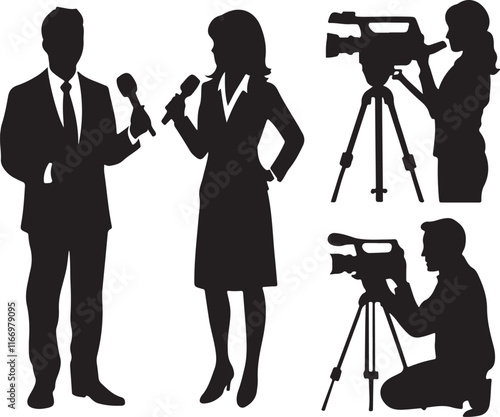 Journalism Silhouette Set Vector Illustration Graphic
