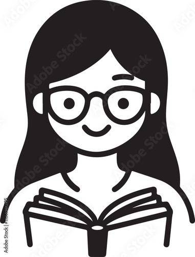 Lady Librarian or Student Stylized Vector Illustration Graphic