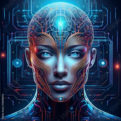 Obraz na płótnie the face of artificial intelligence ver 3 w salonie