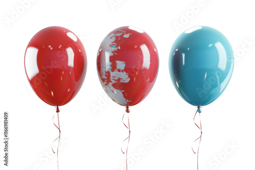 Party set of different balloons isolated on transparent background photo