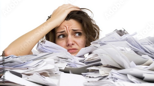 Woman looking stressed while juggling multiple tasks on her laptop and phone, symbolizing the challenges of modern multitasking and work-life balance.