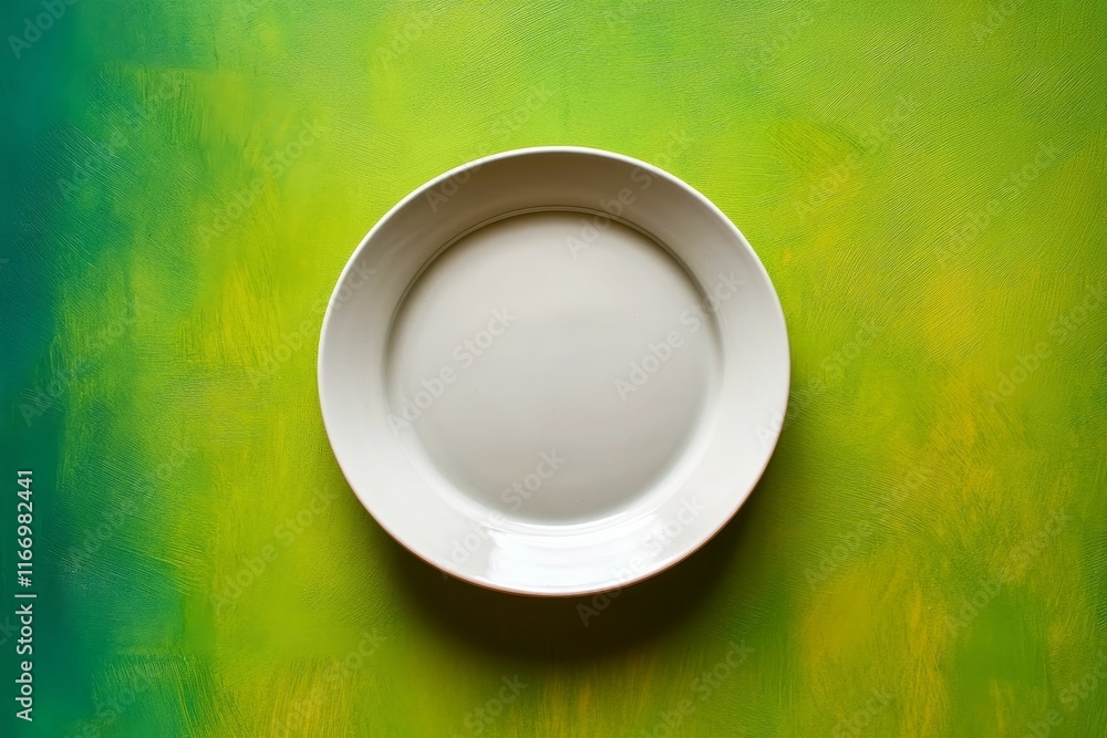 Empty oval plate on green textured background. Empty oval plate on green textured background.