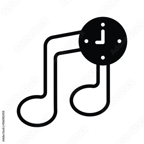 Musical note and clock symbolizing time dedicated to music
