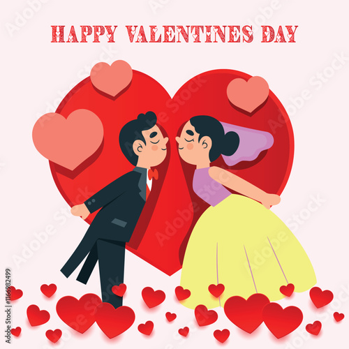 valentine's day background with couple illustration