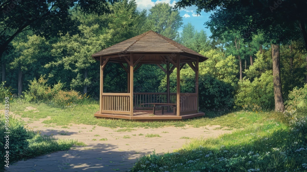 gazebo exterior anime high-quality image and aesthetic background gazebo exterior anime high-quality image and aesthetic background