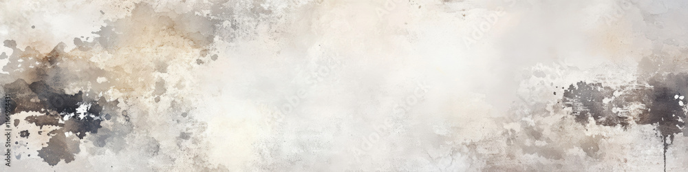 Fototapeta premium Pale beige and dusty gray watercolor texture. Elegant abstract background with soft stains and delicate splashes. Blank template design.