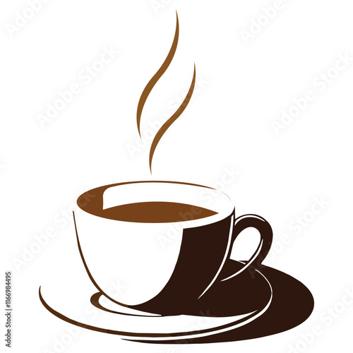 Steaming Coffee Cup Icon. Cup Of Tea Hot Drink Symbol. Coffee Shop Icon. Flat Style Vector Illustration. Outline Symbol For Web Design Or Food App. Coffee cup.