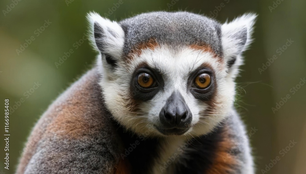 Fototapeta premium Ring-tailed Lemur Portrait: A Close-Up Encounter with Madagascar's Iconic Primate