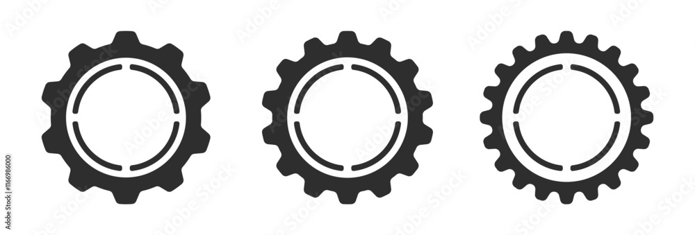 Gear set. Black gear wheel icons on transparant background. vector template Gear set. Black gear wheel icons on transparant background. vector template