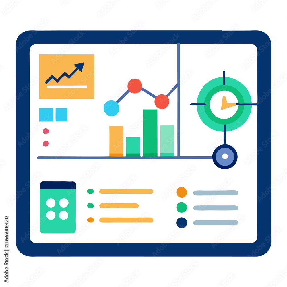 Data analysis graphs chart on the screen flat Vector Illustration generated Ai Data analysis graphs chart on the screen flat Vector Illustration generated Ai