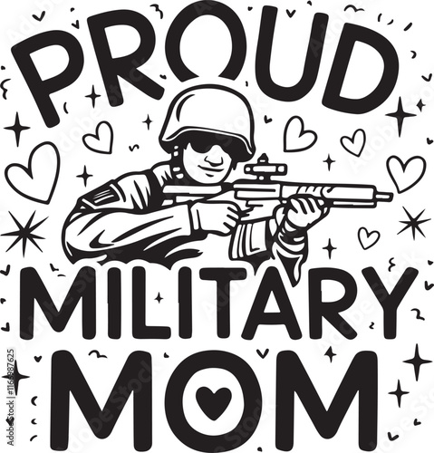 Proud Military Mom Stylized Vector Illustration Graphic