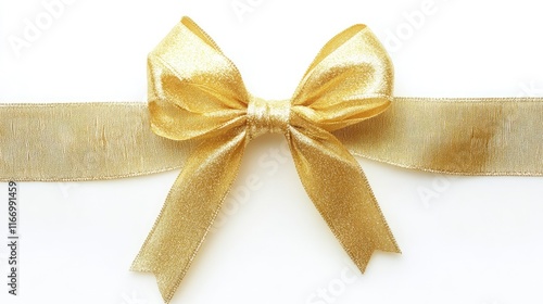 golden ribbon and bow isolated against white background