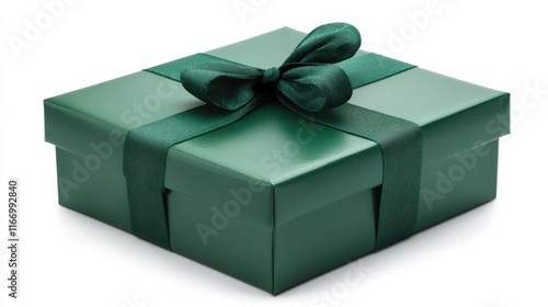 green gift box isolated on white background cutout