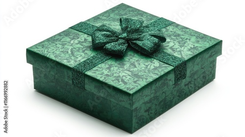 green gift box isolated on white background cutout