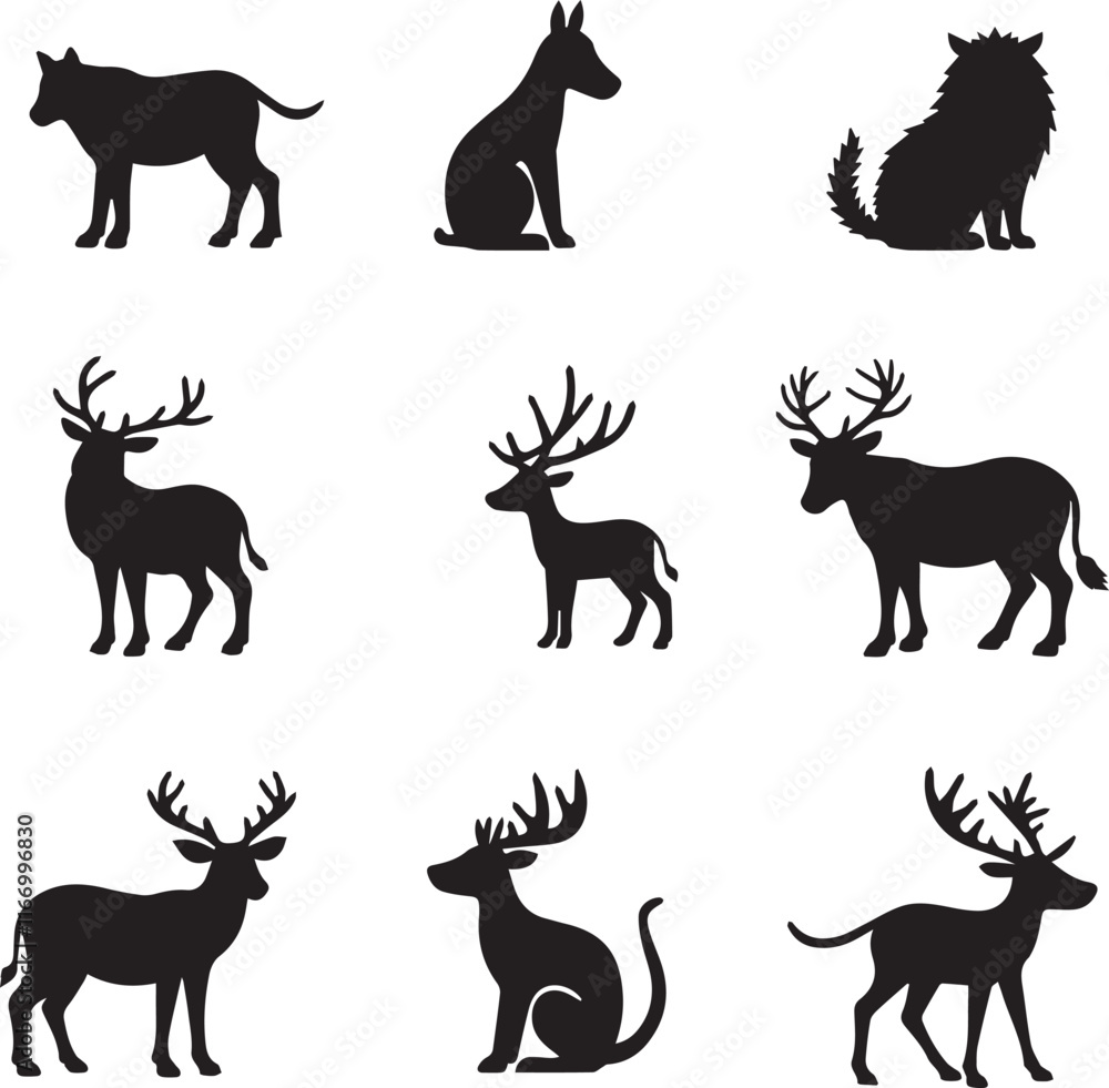 animals silhouette set