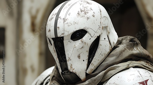 Weathered White Space Helmet Close Up Shot photo