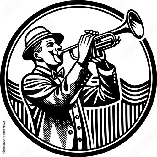 "Jazz Bass Player Performance Vector Art"
