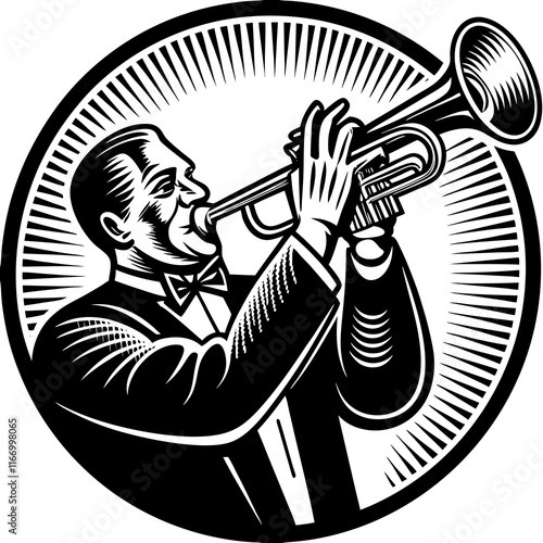"Jazz Bass Player Performance Vector Art"