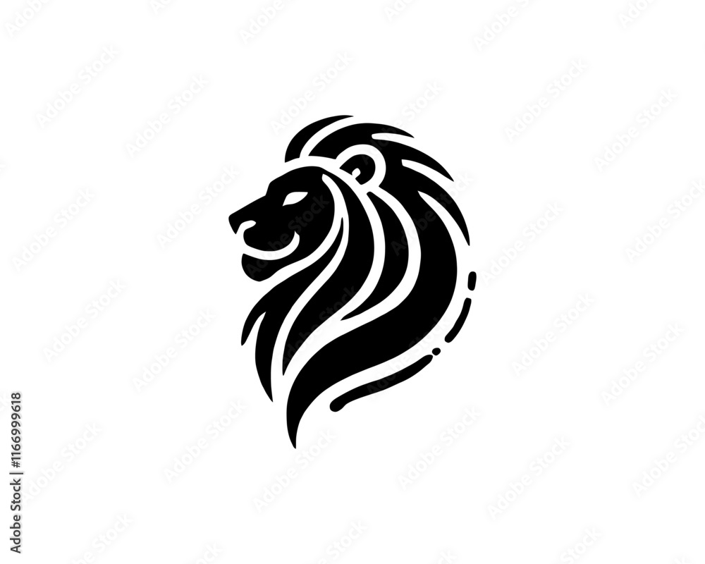 Fototapeta premium Lion head logo, lion head icon, lion face logo. Simple silhouette. Flat style. Logo design template.
