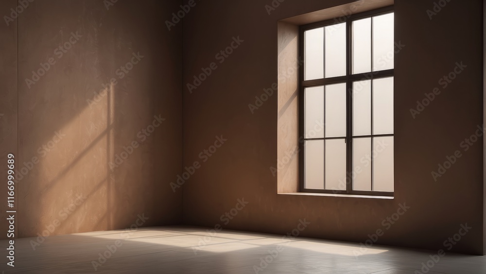 Fototapeta premium empty space with window on brown wall color background