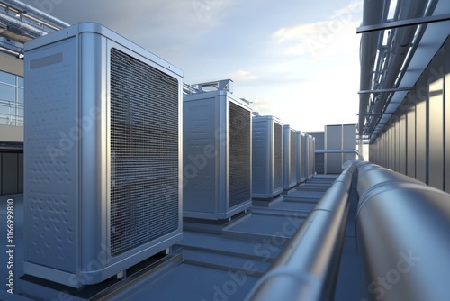 Close up 3d rendered illustration of hvac units  heating, ventilation, and air conditioning photo