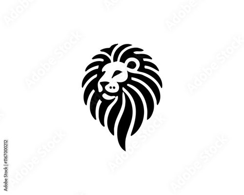 Lion head logo, lion head icon, lion face logo. Simple silhouette. Flat style. Logo design template.