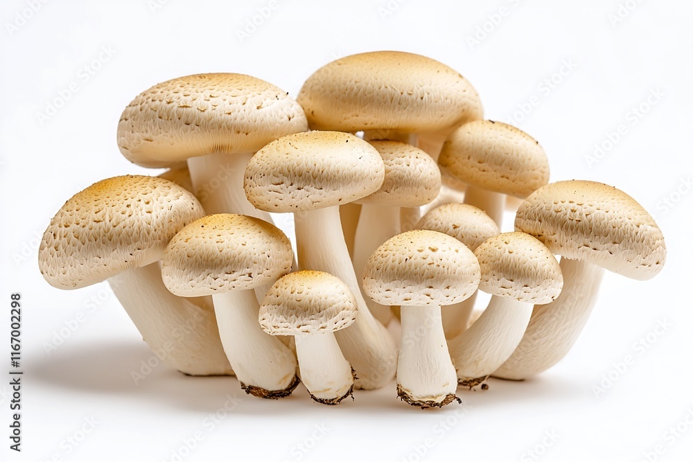 Appetizing Assortment of Fresh Mushrooms on a Plain Background Appetizing Assortment of Fresh Mushrooms on a Plain Background