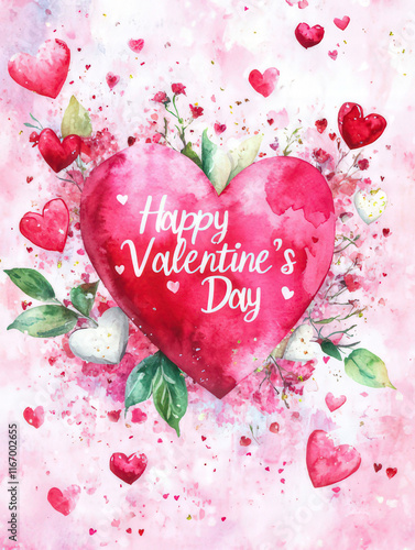 elegant Valentine's day design with pink hearts, valentine's day card, background