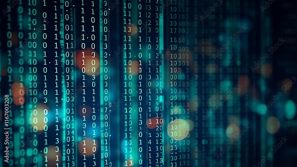 Digital binary data on the background of a computer screen Digital binary data on the background of a computer screen