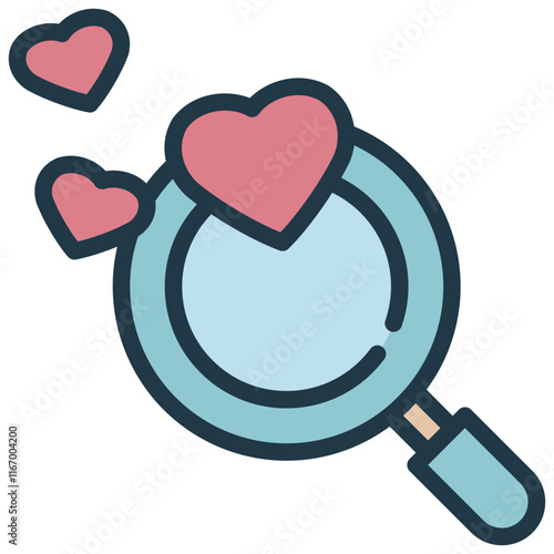 finding search heart love magnifying filled outline icon