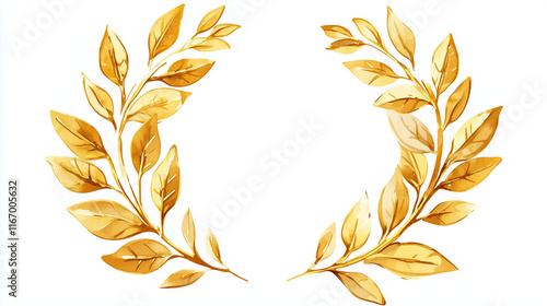 Watercolor gold laurel wreath