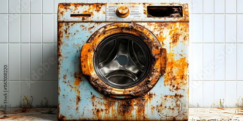 Rusty Old Washing Machine 3D Render photo