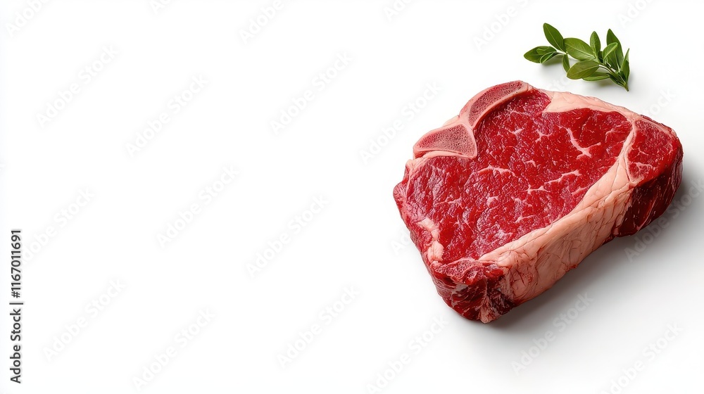 Obraz premium Raw beef steak isolated on white background