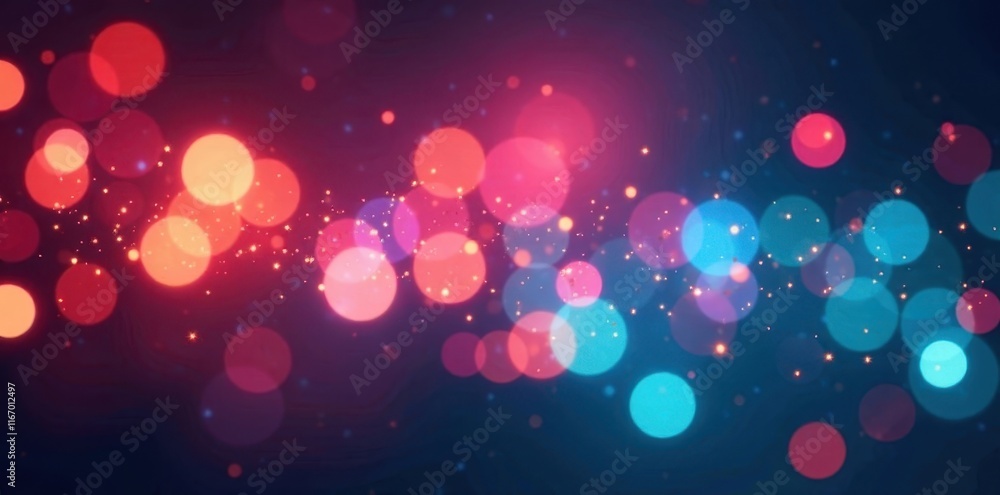 Twinkling multi-colored lights blurred bokeh effect, winter, illuminated, joy