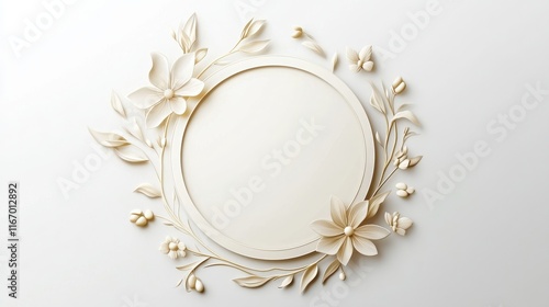 Elegant vintage-inspired floral round label design creative studio graphic art minimalistic setting artistic perspective customization concept photo