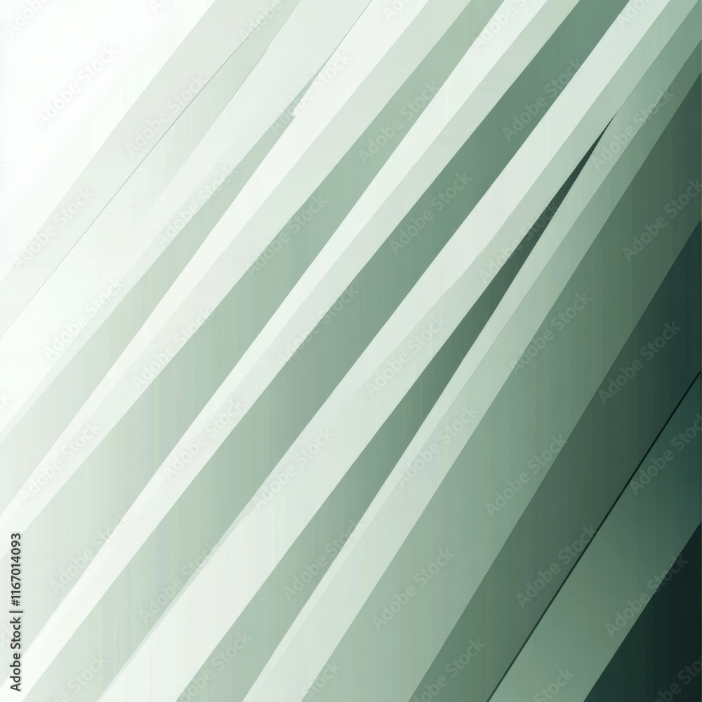 Obraz premium Muted pine green and frosty ivory abstract pattern background. Geometric shape. Line stripe angle facet triangle fold. Color gradient. Noise grain. Business, tech. Design. Minimal.