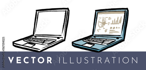 laptop, computer, notebook, business, technology, keyboard, screen, pc, monitor, internet, mobile, display, communication, network, office, money, desktop, portable, data, web, digital, handrawn