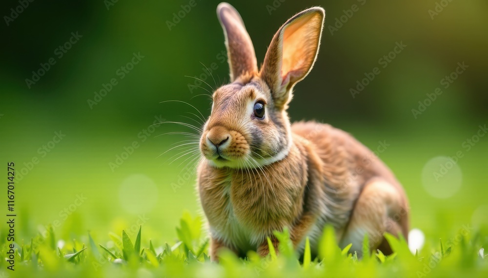 Small brown lop-eared rabbit, alert expression, ears, brown, bunny Small brown lop-eared rabbit, alert expression, ears, brown, bunny
