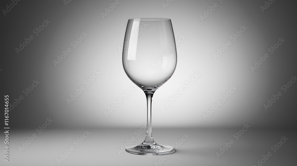 Empty clear wine glass on gray background. Empty clear wine glass on gray background.