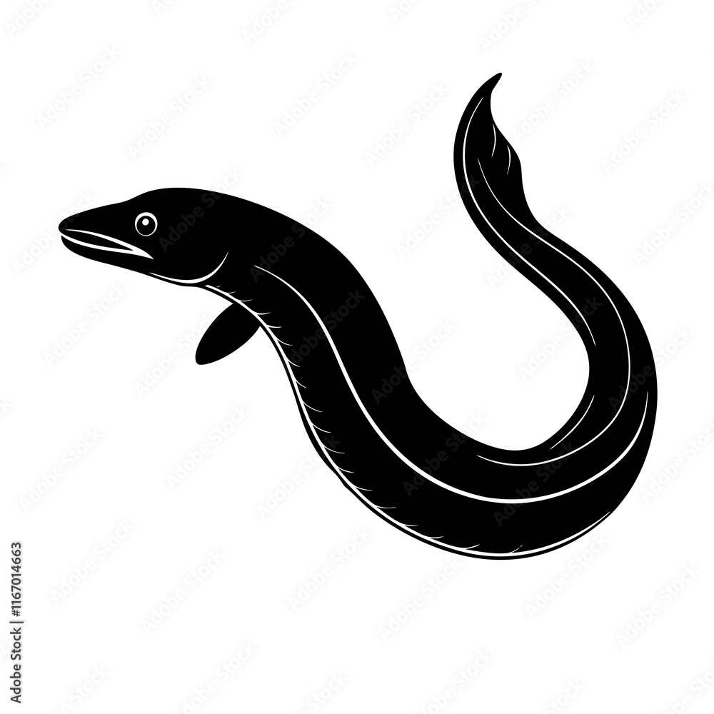 Obraz premium Eel Silhouette vector illustration