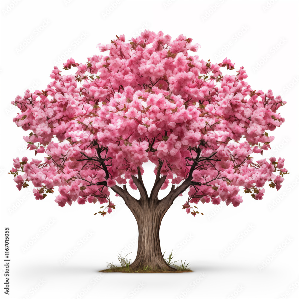 Double Cherry blossoms tree display on white Background Double Cherry blossoms tree display on white Background