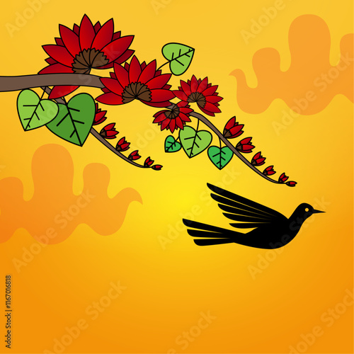 Erabadu flower, Sinhala and Tamil New Year design poster 
