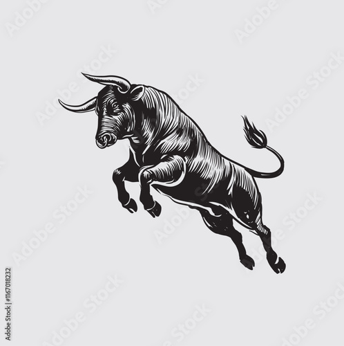 Bull Mascot logo drawing style 