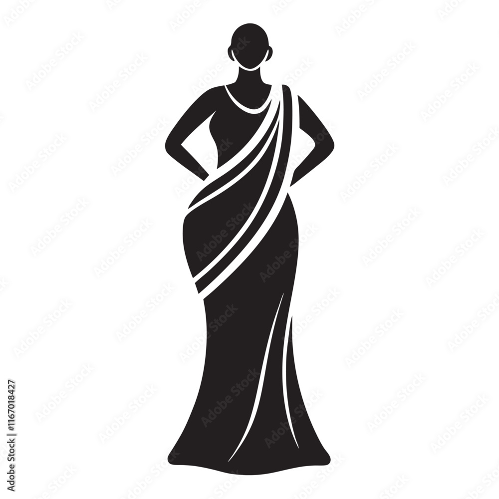 Vector saree with women figure clothing logo design Vector saree with women figure clothing logo design