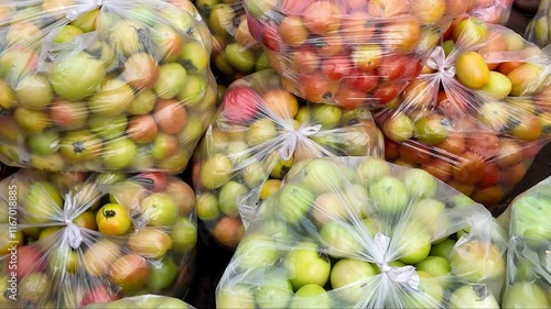Tomatoes packed in polythene bags were taken to the market.