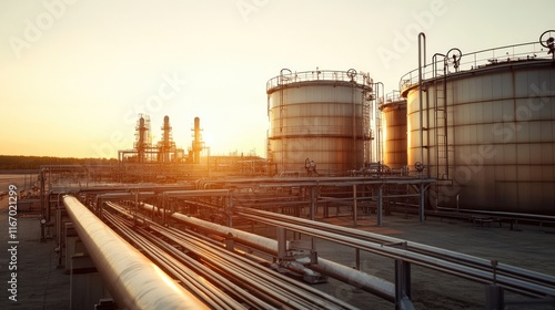 Massive LPG tanks at a large industrial site, with pipes and gauges visible, under a clear sky