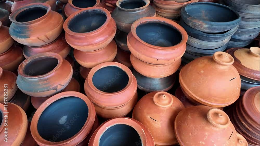 Clay kitchenware being sold at a rural market in Bangladesh Clay kitchenware being sold at a rural market in Bangladesh