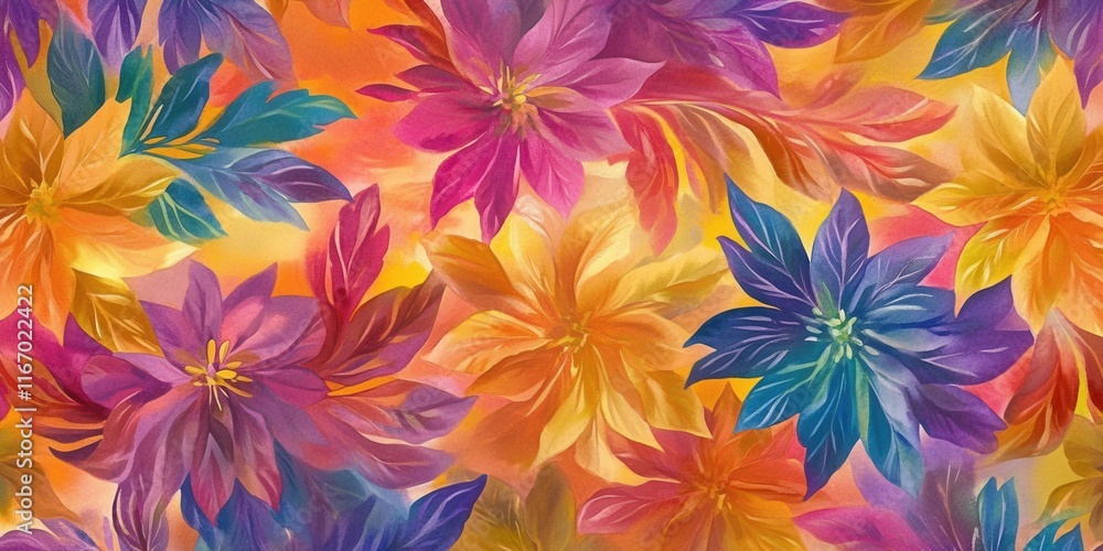 Bright and vivid floral patterns create a lively atmosphere, showcasing a blend of colors, shapes, and textures that captivate the viewer’s attention Bright and vivid floral patterns create a lively atmosphere, showcasing a blend of colors, shapes, and textures that captivate the viewer’s attention