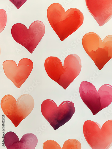 Colorful hearts on white ground, Valentine's Day Card, Background